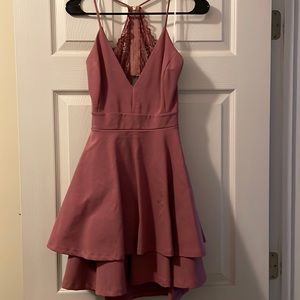 Pink midi cutout back dress
